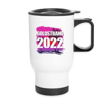 Goldstrand 2022 - Thermobecher mit Tragegriff - Weiß - Vorne
