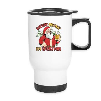 Merry Drunk I'm Christmas for Xmas Beer Lovers - Thermobecher mit Tragegriff - Weiß - Vorne