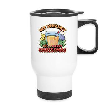 Conception de whisky de Noël pour un amateur de boisson de Noël - Tasse isotherme avec poignée - blanc - Devant