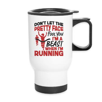 Running Runner Half Marathon Girl - Thermal mug with handle - white - Front