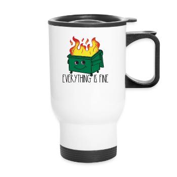 Lustiger M�llcontainer alles ist gut M�llcontainer - Thermobecher mit Tragegriff - Weiß - Vorne