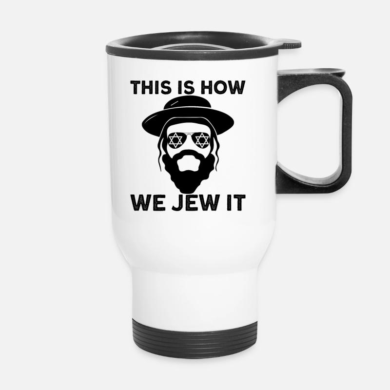 So j�d wir es Chanukah Hanukka j�disch - Thermobecher mit Tragegriff - Weiß