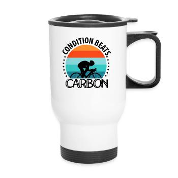 L’état bat le carbone - Tasse isotherme avec poignée - blanc - Devant