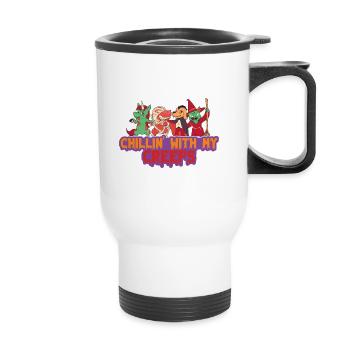 Effrayant halloween citrouille sorcières fantômes zombies - Tasse isotherme avec poignée - blanc - Devant