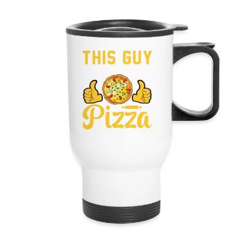 Conception de pizza pour les pizzaïolos et les amateurs de pizza - Tasse isotherme avec poignée - blanc - Devant