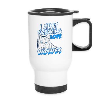 I Just Freaking Love Wolves Retro Vintage - Thermal mug with handle - white - Front
