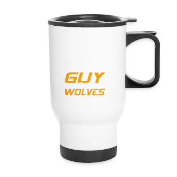 Retro Just A Guy Who Loves Wolves Cool T-Shirt - Thermal mug with handle - white - Front