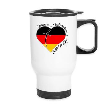 Freiheit Glaube An Gott - Deutschland - Thermobecher mit Tragegriff - Weiß - Vorne