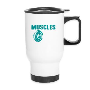 Installing Muscles Please Wait Cool Funny Gym - Thermal mug with handle - white - Front
