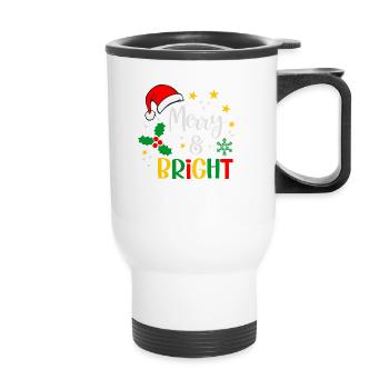 Joyeux et lumineux Noël - Tasse isotherme avec poignée - blanc - Devant