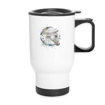 Citation chrétienne Cheval Motif Chevaux Cadeau - Tasse isotherme avec poignée - blanc - Devant