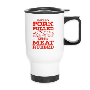 spruch de grillades de porc - Tasse isotherme avec poignée - blanc - Devant