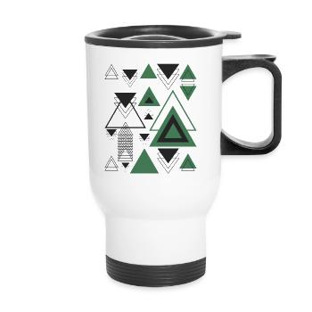 Triangles Minimalist Geometry Black Abstract Green - Thermal mug with handle - white - Front