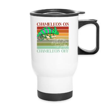 Chameleon on Chameleon off - Thermal mug with handle - white - Front
