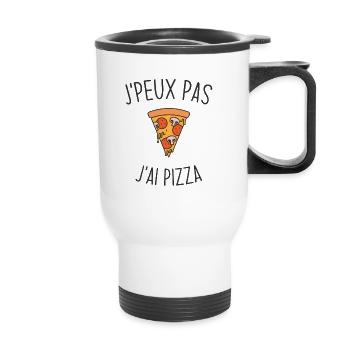 Je peux pas j'ai pizza - Tasse isotherme avec poignée - blanc - Devant