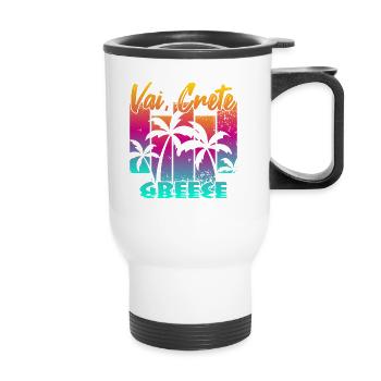 Vai Crete Greece - Thermobecher mit Tragegriff - Weiß - Vorne
