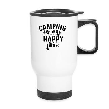 Camping ist mein Lieblingsplatz Wandershirt - Thermobecher mit Tragegriff - Weiß - Vorne