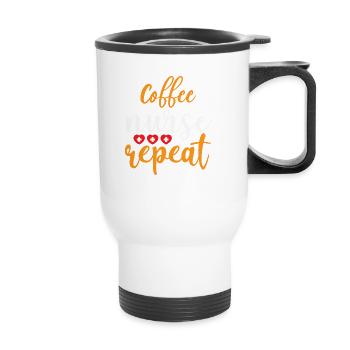 Coffee Nurse Repeat - Thermal mug with handle - white - Front