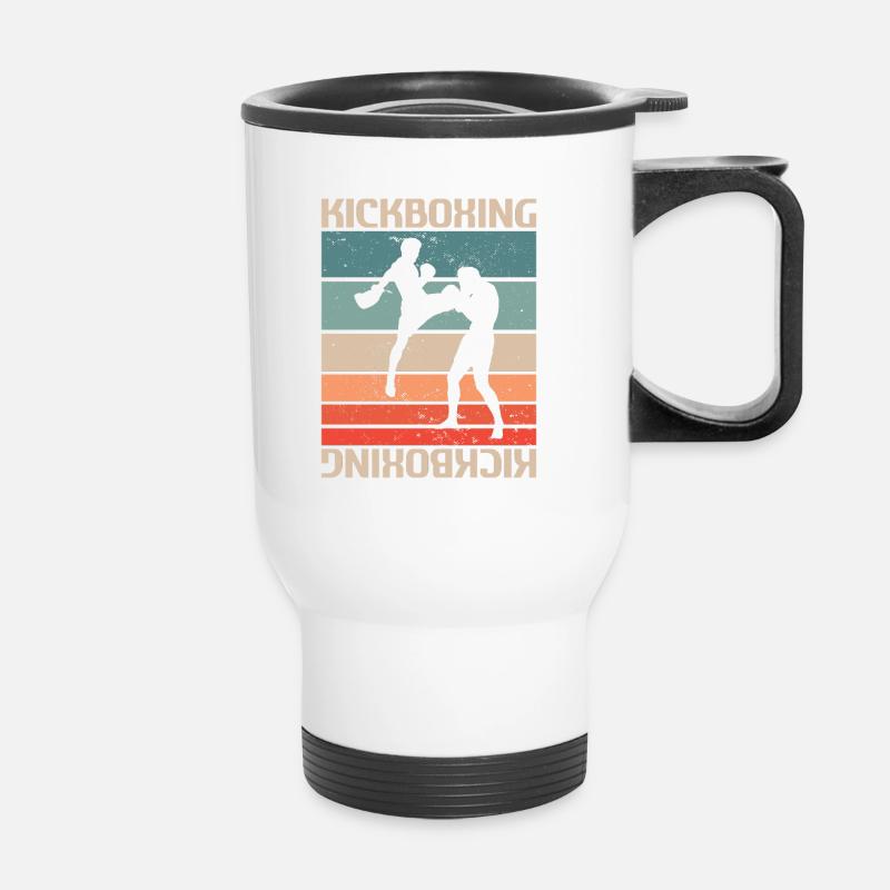 Retro Vintage Classic Kickboxing Kickboxer - Thermal mug with handle - white