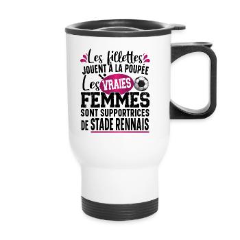 Stade Rennais Supportrice Football Cadeau Femme - Tasse isotherme avec poignée - blanc - Devant