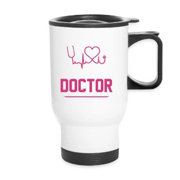Be safe tonight, sleep with a doctor - Thermal mug with handle - white - Front