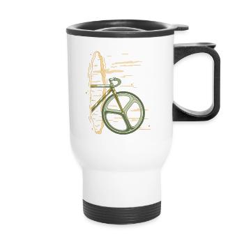 Bike portal black hole for bicycles - Thermal mug with handle - white - Front