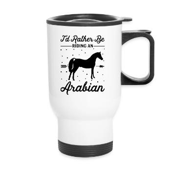 Monter un cheval arabe - Tasse isotherme avec poignée - blanc - Devant