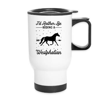 Monter sur un cheval westphalien - Tasse isotherme avec poignée - blanc - Devant