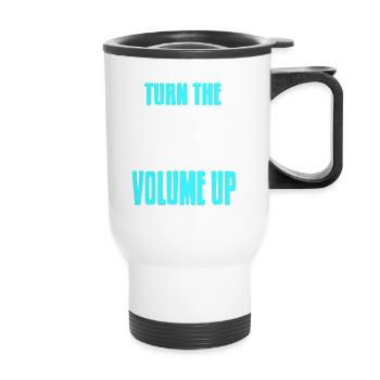 Turn The Volume Up Cool Retro DJ Techno Lover - Thermobecher mit Tragegriff - Weiß - Vorne
