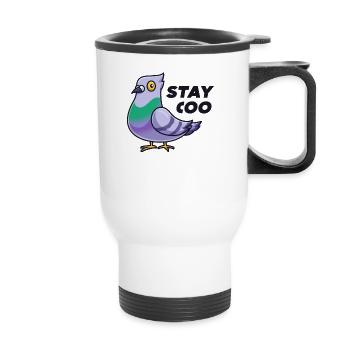 Stay Coo Funny Pigeon Shirt Bird Lover Owner - Thermal mug with handle - white - Front