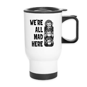 Three monkeys See nothing, say nothing, hear nothing - Thermal mug with handle - white - Front