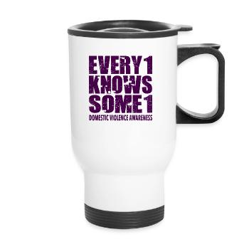 #Every1KnowsSome1 Domestic Violence Awareness - Thermal mug with handle - white - Front