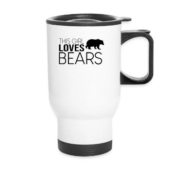 Cette fille aime les ours - Tasse isotherme avec poignée - blanc - Devant