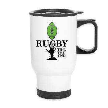 rugby rugbyspieler rugbysaison - Thermobecher mit Tragegriff - Weiß - Vorne
