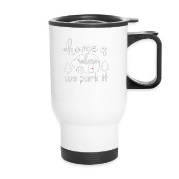 Vacances amoureux de la nature Camping dicton amusant - Tasse isotherme avec poignée - blanc - Devant