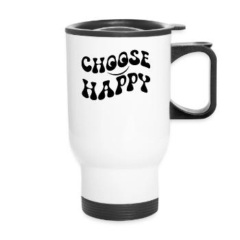 W�hlen Sie Happy Smile Face Motivate Inspire Happy - Thermobecher mit Tragegriff - Weiß - Vorne