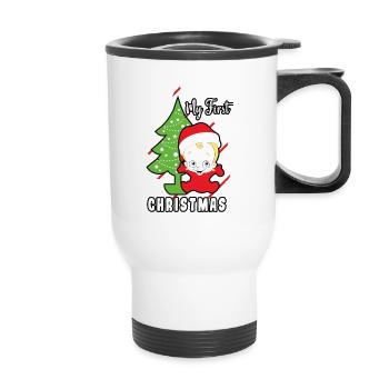 My first Christmas Norwegian pattern - Thermal mug with handle - white - Front