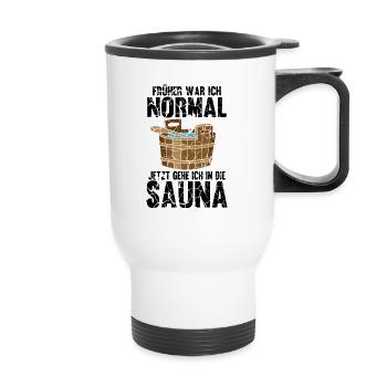 Sauna - Thermobecher mit Tragegriff - Weiß - Vorne