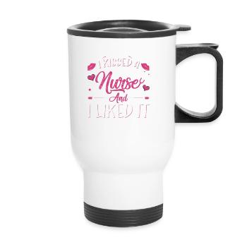J’ai embrassé une infirmière - Tasse isotherme avec poignée - blanc - Devant