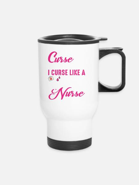 Fluche wie eine Krankenschwester - Thermobecher mit Tragegriff - Weiß