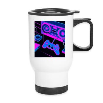 Vaporwave Aesthetic Gaming Console Controller - Thermal mug with handle - white - Front