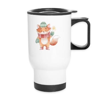 Ugly Christmas Niedlicher Fuchs Sprüche - Thermobecher mit Tragegriff - Weiß - Vorne