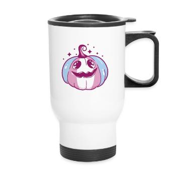 Transgender Pride Pumpkin LGBT Trans Flag - Thermobecher mit Tragegriff - Weiß - Vorne
