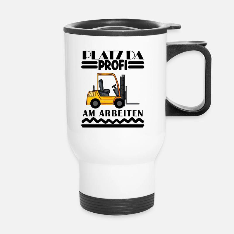 Staplerfahrer Gabelstapler Lager Logistik - Thermobecher mit Tragegriff - Weiß