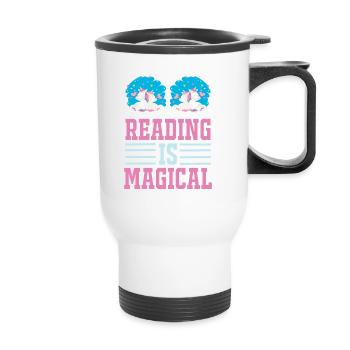 Unicorn Reading Is Magical - Thermal mug with handle - white - Front