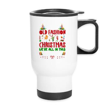 Altmodische Familienweihnacht Ugly Christmas - Thermobecher mit Tragegriff - Weiß - Vorne