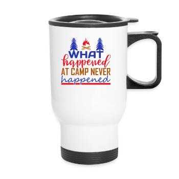 What happens in the camp Nature Outdoor Mountains - Thermal mug with handle - white - Front
