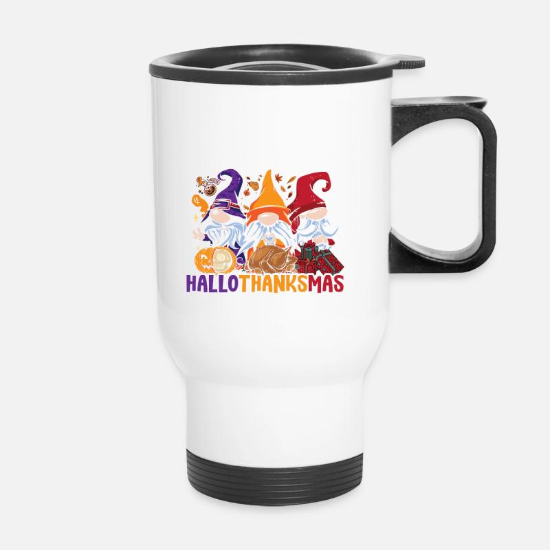Hallothanksmas Three Gnomes Halloween Christmas - Thermal mug with handle - white