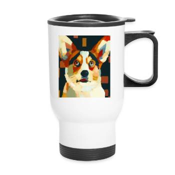 Corgi Portrait Cubism Dog - Thermal mug with handle - white - Front
