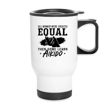 Aikido All Women Were Fighter Samurai Martial Arts - Thermobecher mit Tragegriff - Weiß - Vorne